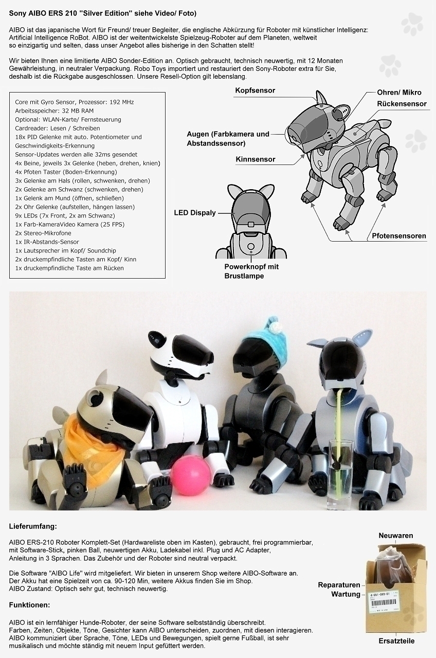 Sony Aibo | ERS-210 Silver/ Blue - Roboter Hund - Express Preorder